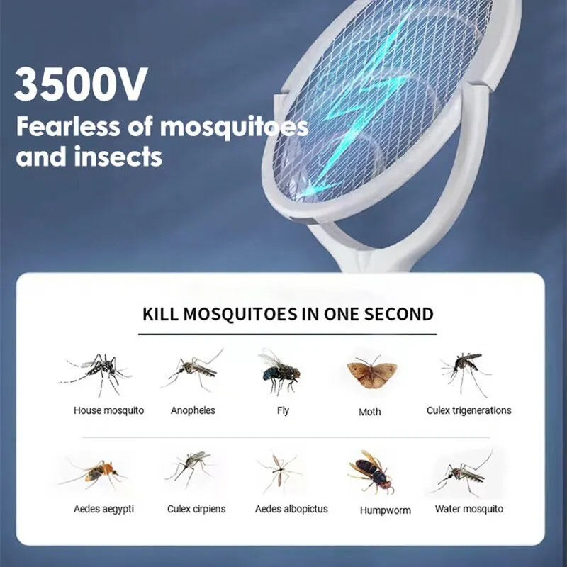 5 in 1 Fast Charging Racket Kill Fly Bug Safety Insulated Battery Powered Lamp ABS Adjustable Electric Mosquito Swatter