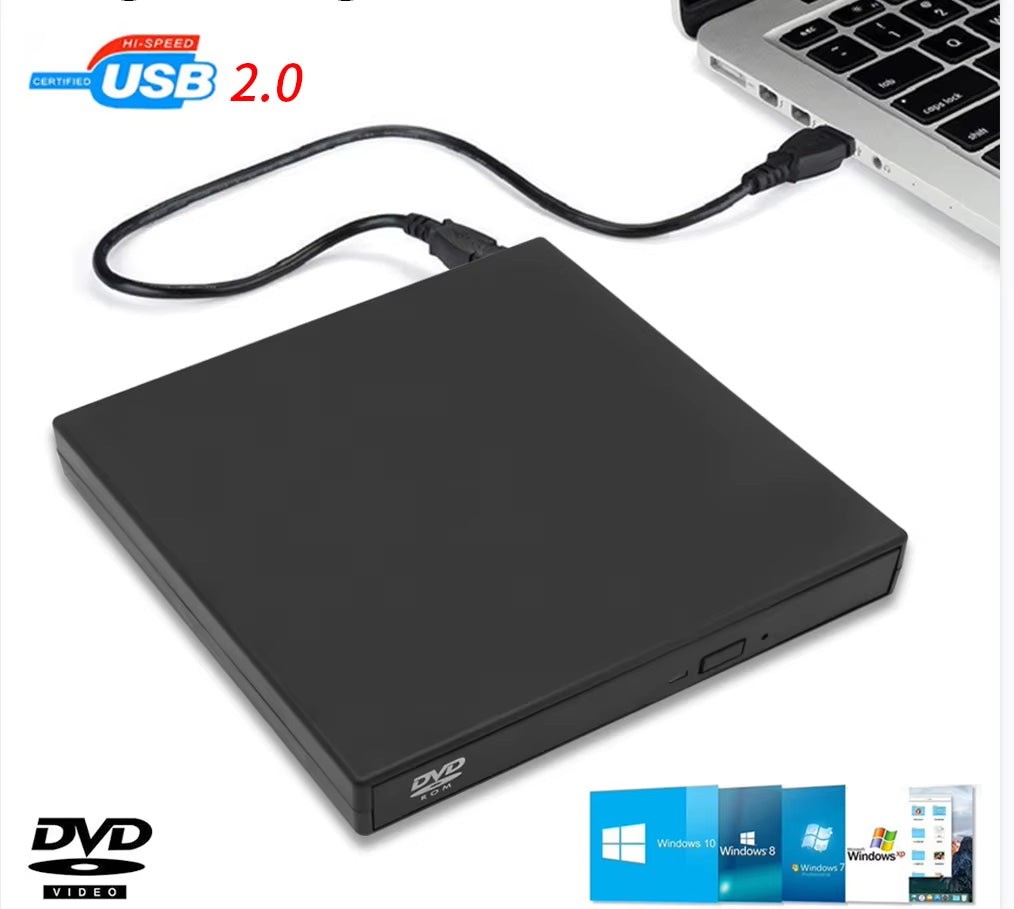 External CD DVD Drive, USB 2.0 Slim Protectable External CD-RW Drive DVD-ROM Player for Laptops Desktop Pcs