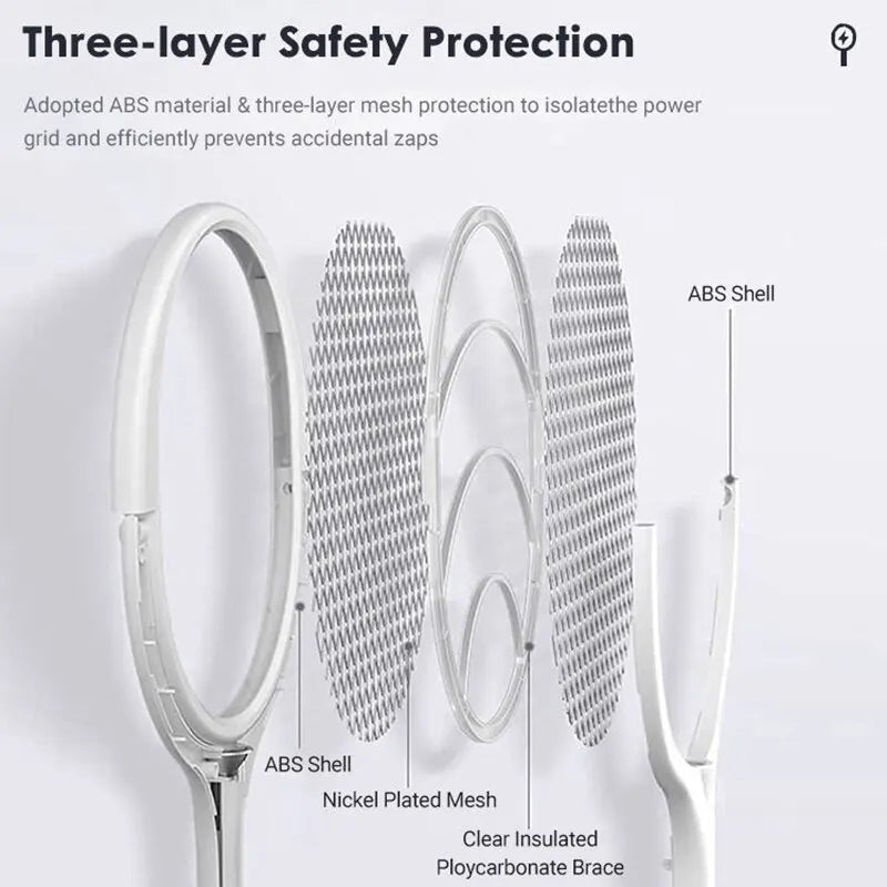 5 in 1 Fast Charging Racket Kill Fly Bug Safety Insulated Battery Powered Lamp ABS Adjustable Electric Mosquito Swatter