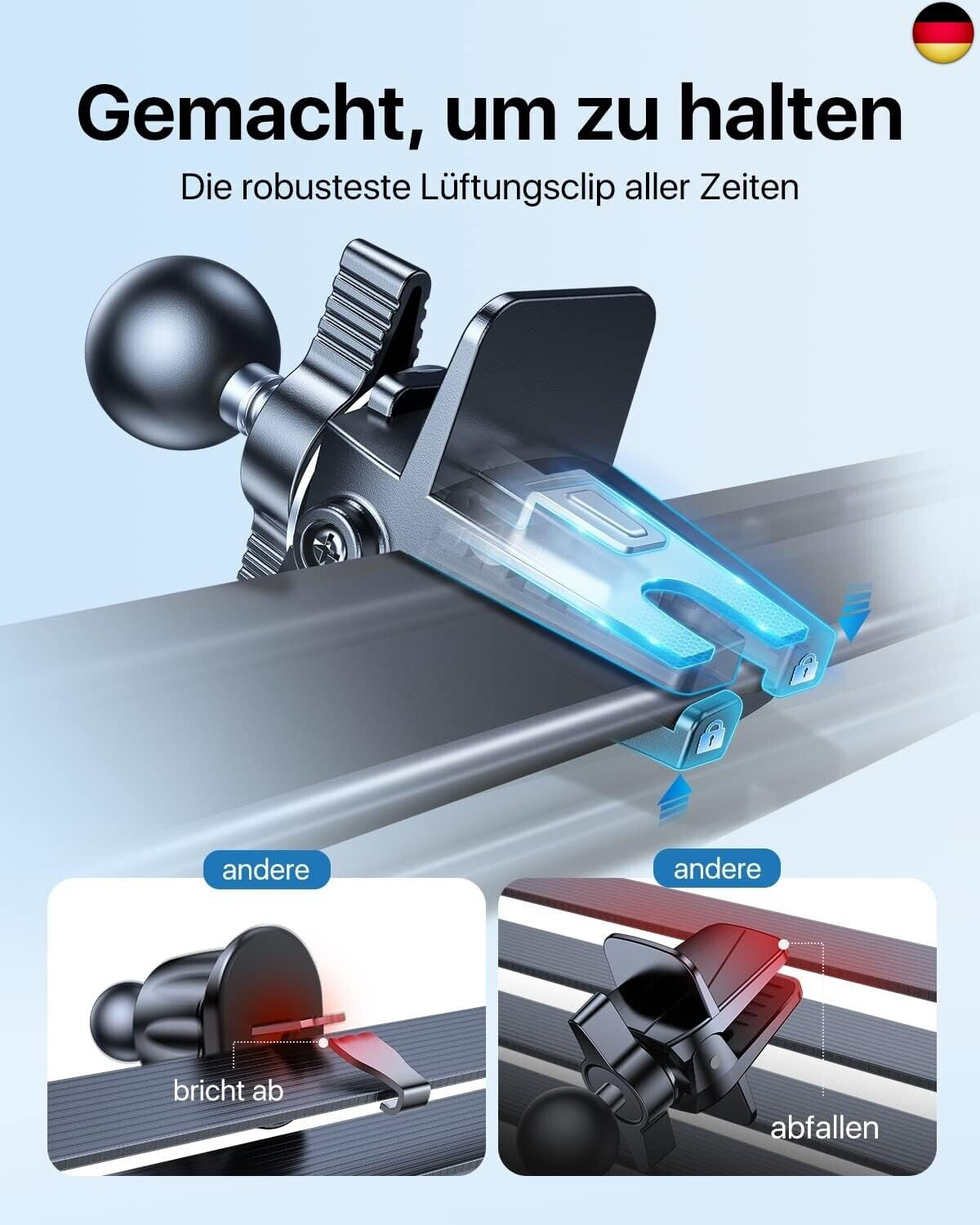 Andobil Handyhalterung Auto Lüftung [ 2025 Upgrade Lüftungsclip ] Kfz Handy H