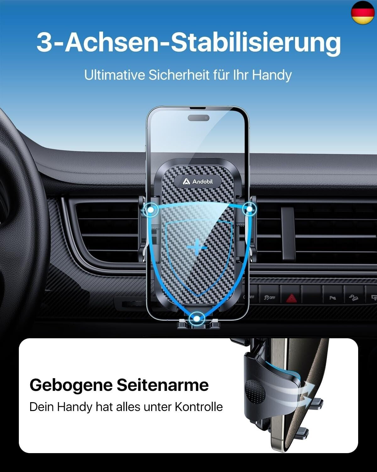 Andobil Handyhalterung Auto Lüftung [ 2025 Upgrade Lüftungsclip ] Kfz Handy H